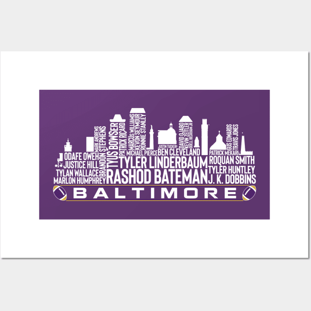 Baltimore Football Team 23 Player Roster, Baltimore City Skyline Wall Art by Legend Skyline